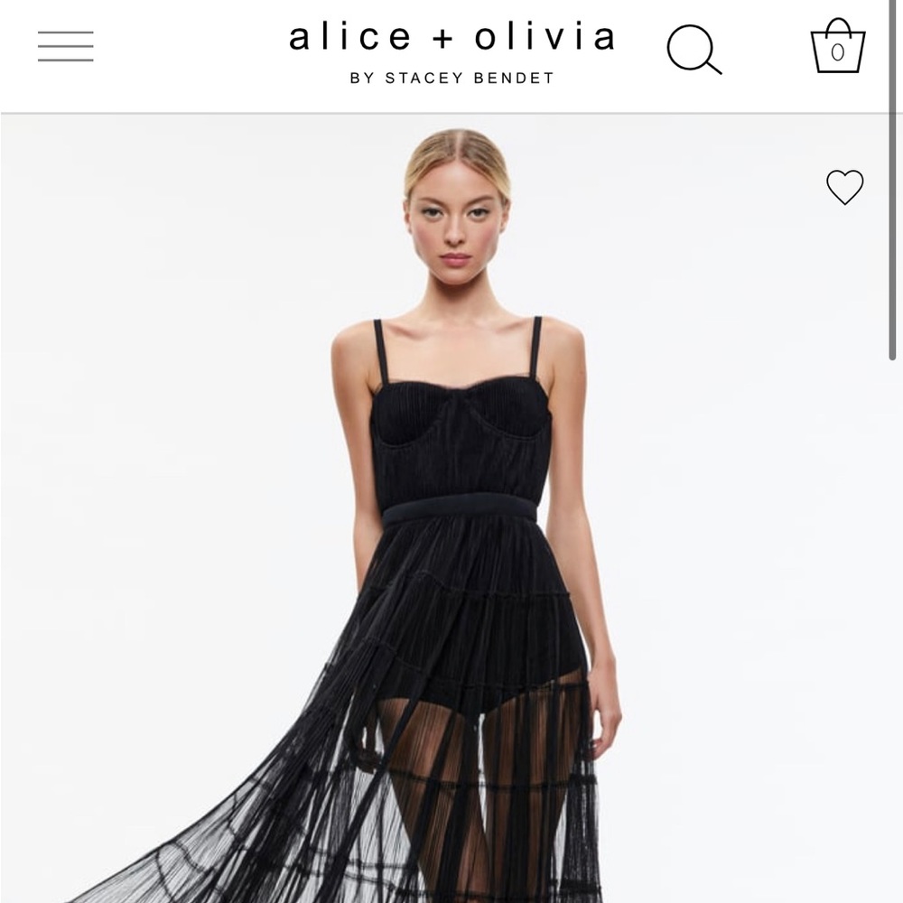 Alice and Olivia Deena Pleated Tulle Maxi Dress with Hotpants